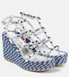 Valentino Wedge-sandalen Rockstud Aus Leder In Silber