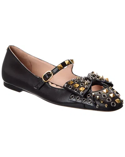 Valentino Garavani Valentino Rockstud Leather Flat In Animal Print