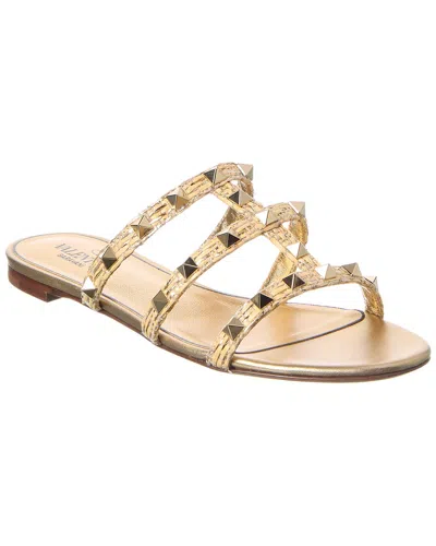 Valentino Garavani Valentino Rockstud Leather Flat Sandal In Multi