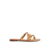 Valentino Garavani Rockstud Leather Flat Sandals In Brown