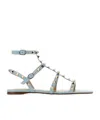 Valentino Rockstud T05 Flats Sandals In Gray
