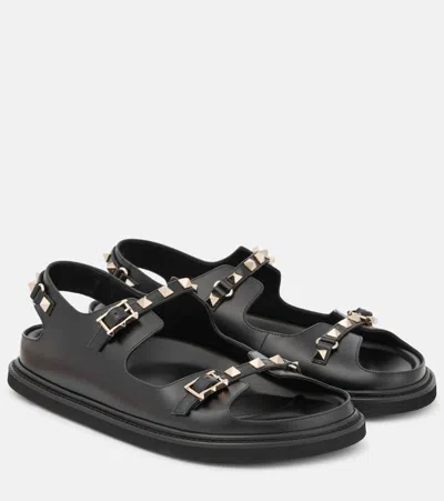 Valentino Garavani Sandalen Rockstud Aus Leder In Schwarz