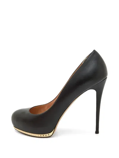 Pre-owned Valentino Garavani Rockstud Leather Heeled Pumps In Black