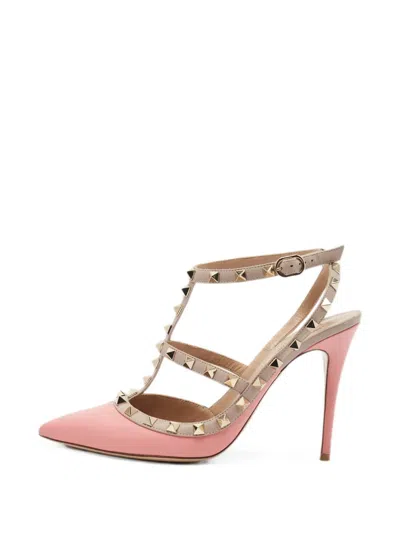 Pre-owned Valentino Garavani Rockstud Leather Heeled Pumps In Pink
