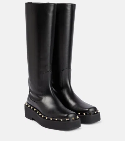 Valentino Garavani Kniehohe Stiefel Mit Vlogo In Nero