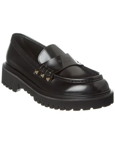 Valentino Garavani Valentino Rockstud Leather Loafer In Black
