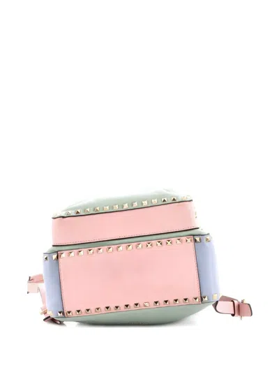 Pre-owned Valentino Garavani Rockstud Leather Medium Backpack In Blue
