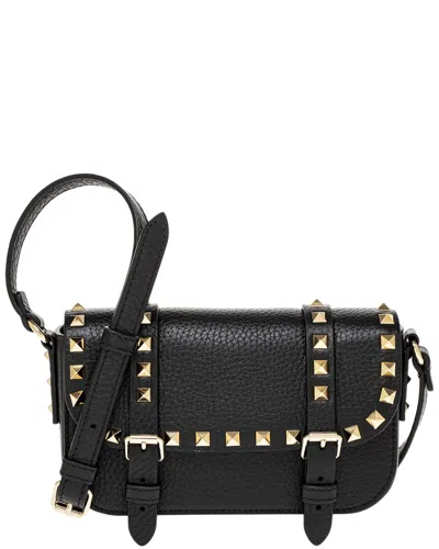 Valentino Garavani Valentino Rockstud Leather Messenger Bag In Black