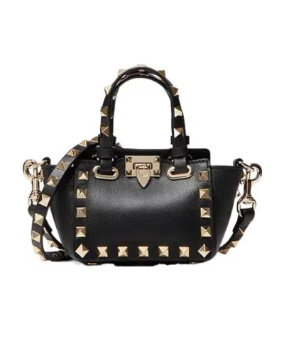 Valentino Garavani Rockstud Leather Mini Bag In Black