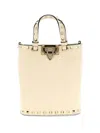Valentino Rockstud Textured Leather Clutch Bag In White