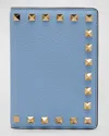 Valentino Garavani Rockstud Leather Passport Cover In Blue