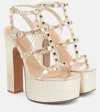 Valentino Garavani Woman Sandals Platinum Size 10 Soft Leather In Metallic