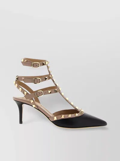 Valentino Garavani Rockstud Leather Pointed Toe Pumps In Black