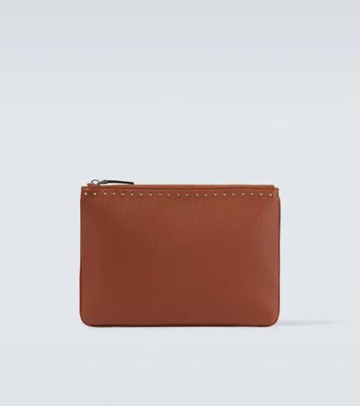 Valentino Garavani Etui Rockstud Aus Leder In Braun