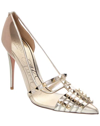 Valentino Garavani Valentino Rockstud Leather Pump In Silver