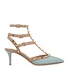 Valentino Rockstud Slingback Pumps In Green
