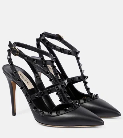 Valentino Garavani Studded Leather Decollete Pumps In Black