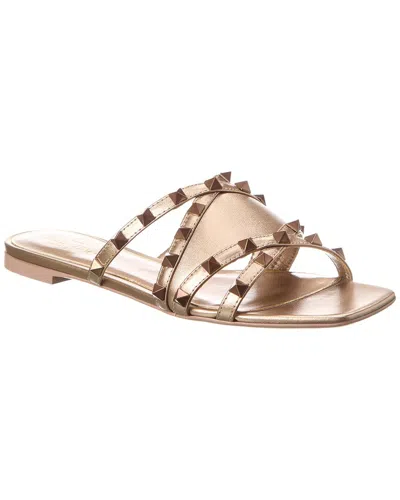 Valentino Garavani Rockstud Leather Sandal In Beige