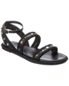 Valentino Torchon Rope-trimmed Studded Leather Sandals In Black