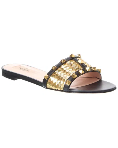 Valentino Garavani Valentino Rockstud Leather Sandal In Black