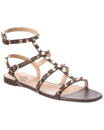 Valentino Garavani Valentino Rockstud Leather Sandal In Black