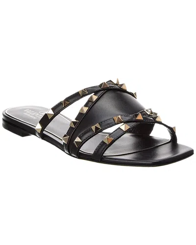 Valentino Garavani Valentino Rockstud Leather Sandal In Black