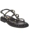 Valentino Black Rockstud M-way Platinum Studs Sandals In Black