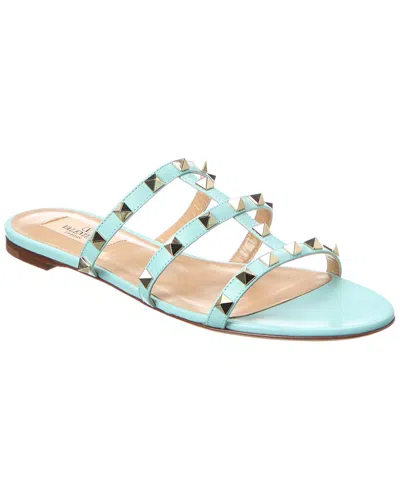 Valentino Garavani Valentino Rockstud Leather Sandal In Blue