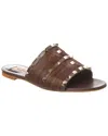 Valentino Rockstud Leather Sandal In Brown