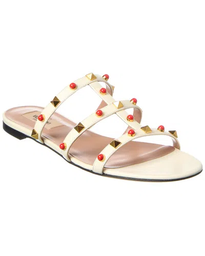 Valentino Garavani Valentino Rockstud Leather Sandal In White