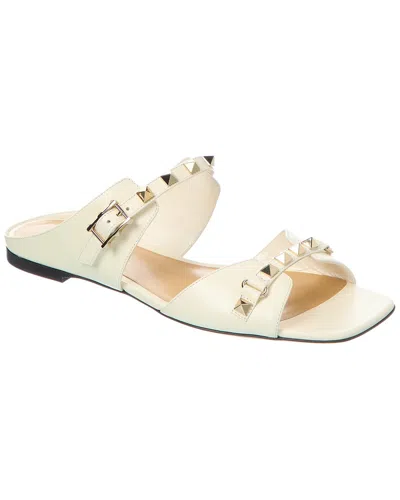 Valentino Garavani Valentino Rockstud Leather Sandal In White