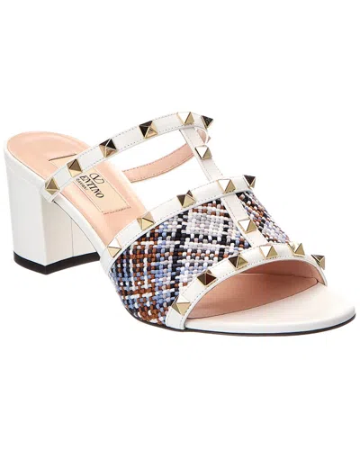 Valentino Garavani Valentino Rockstud Leather Sandal In White