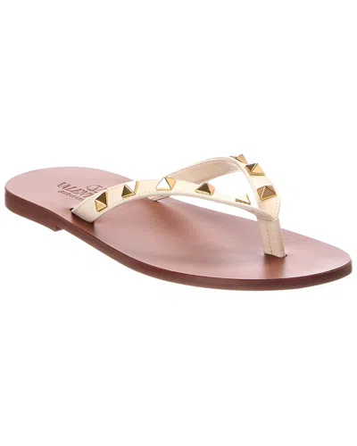 Valentino Garavani Valentino Rockstud Leather Sandal In White