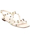 Valentino Garavani Womens Winter Wht Rockstud Stud-embellished Leather Sandals In White