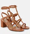 Valentino Rockstud Caged 60 Leather Ankle Strap Sandal