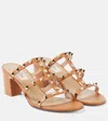 Valentino Rockstud Slide Sandal In Calfskin With Cabochon Stones 60mm In Beige