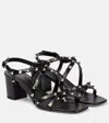 Valentino Rockstud Leather Sandals In Black