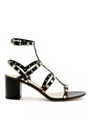 Valentino Rockstud Caged 60 Leather Ankle Strap Sandal In Black