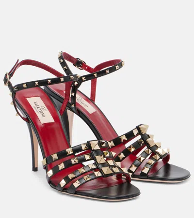 Valentino Garavani Rockstud Leather Sandals With Iconic All-over Studs In Multi