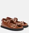 Valentino Rockstud Leather Sandals In Brown