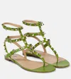 Valentino Rockstud Leather Sandals In Green