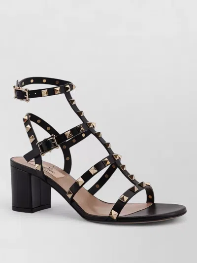 Valentino Garavani Valentino Rockstud Caged 60 Leather Ankle Strap Sandal In Black