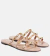 Valentino Garavani Rockstud Metallic City Flat Slide Sandals In Poudre