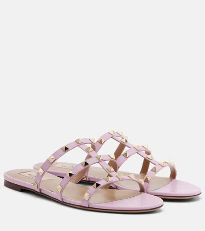 Valentino Garavani Dnu Inv Valentino Rockstud Caged Rubber Sandal In Pink