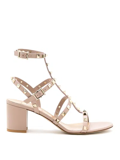 Valentino Garavani Rockstud Leather Sandals In Pink