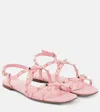 Valentino Rockstud Leather Sandals In Pink
