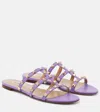 Valentino Women's Rockstud Leather Slides In Purple