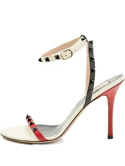 Pre-owned Valentino Garavani Rockstud Leather Sandals In Red