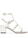 Valentino Garavani Rockstud Leather Sandals In White