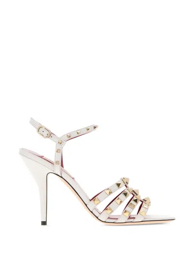 Valentino Garavani Rockstud Leather Sandals In White